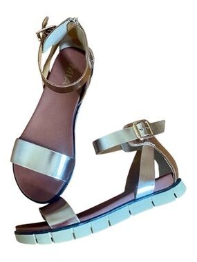 MIA Rose Gold Metallic Platform Sandals Ankle Strap Chunky Comfort Size 7